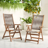 OC Orange-Casual Folding Patio Dining Chair Set of 2, Outdoor Acacia Wooden Rope Reclining Chair w/Armrest, FSC Certified Wood, for Porch, Backyard, Garden, Indoor, Beige OC Orange-Casual