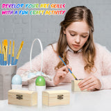 36 Pieces Unfinished Wood Box with 20 Paintbrushes Mini Treasure Chest Box Small Box with Hinged Lid Wooden Storage Box for DIY Project Craft Home Party Jewelry Box, 3.5 x 2.2 x 1.8 Inch Kenning