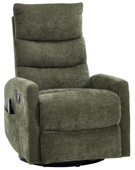 PELUMY Manual Recliner Chair with Heat & Vibration Massage, 360° Swivel Rocker Recliner with 155° Recline and Lumbar Heat, Compact Recliner for Living Room & Small Spaces (Chenille, Green) PELUMY