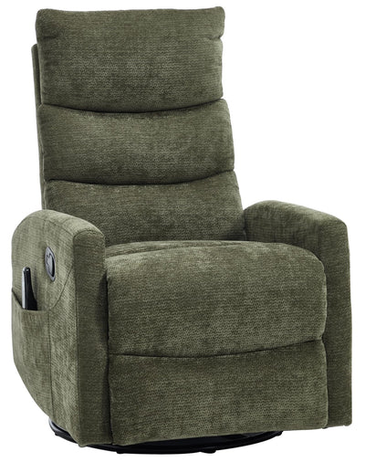 PELUMY Manual Recliner Chair with Heat & Vibration Massage, 360° Swivel Rocker Recliner with 155° Recline and Lumbar Heat, Compact Recliner for Living Room & Small Spaces (Chenille, Green)