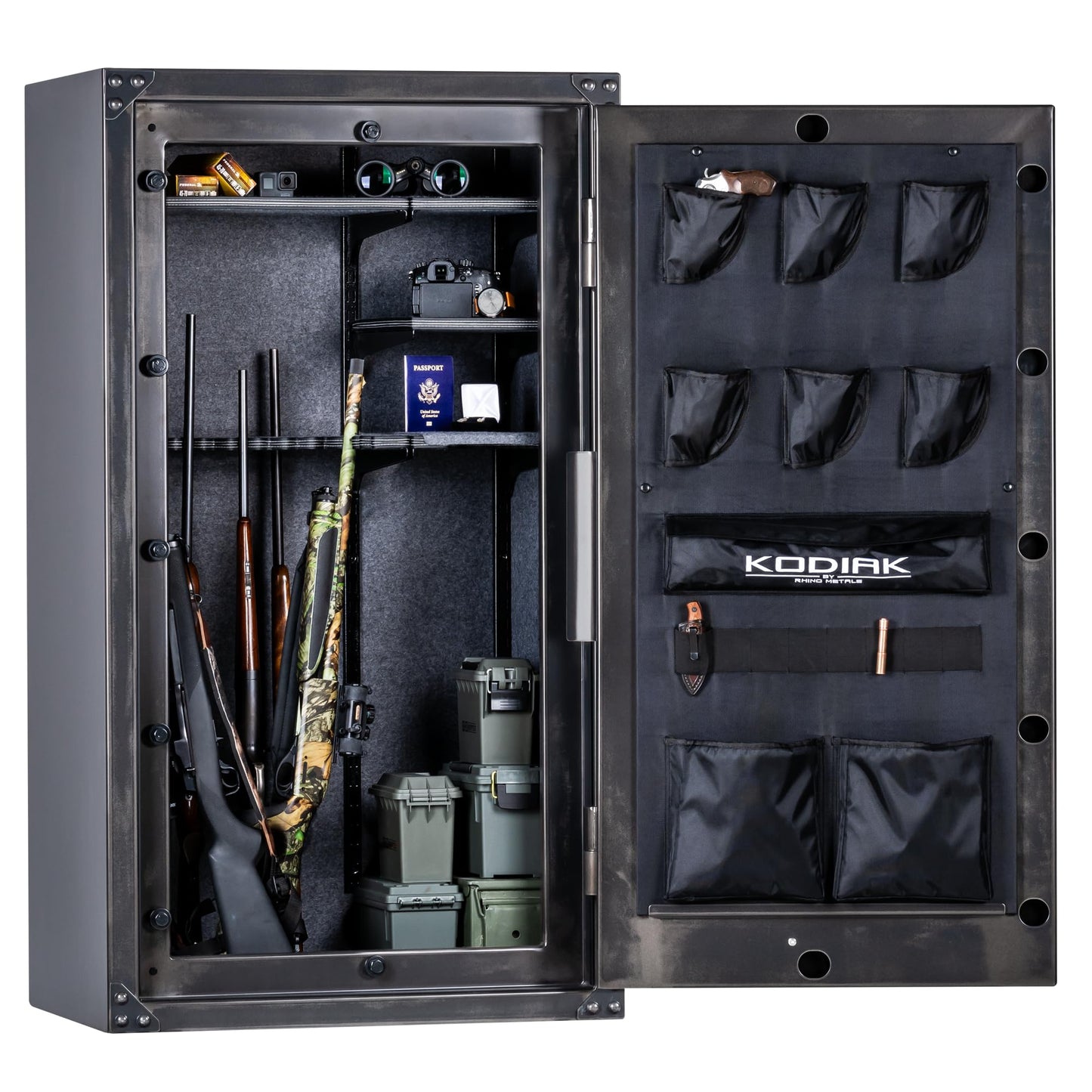 Kodiak Home Gun Safe for Rifles & Pistols | KSX5933 by Rhino Metals with New SafeX Security System | 41 Long Guns & 6 Pistol Pockets | 60 Minute Fire Protection | Antiqued Finish | 541lbs