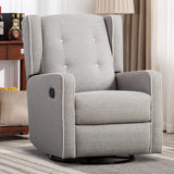 CANMOV Swivel Rocker Recliner Chair, Rocking Chair Nursery Glider Recliner, Manual Glider Chair for Nursery (Gray) CANMOV
