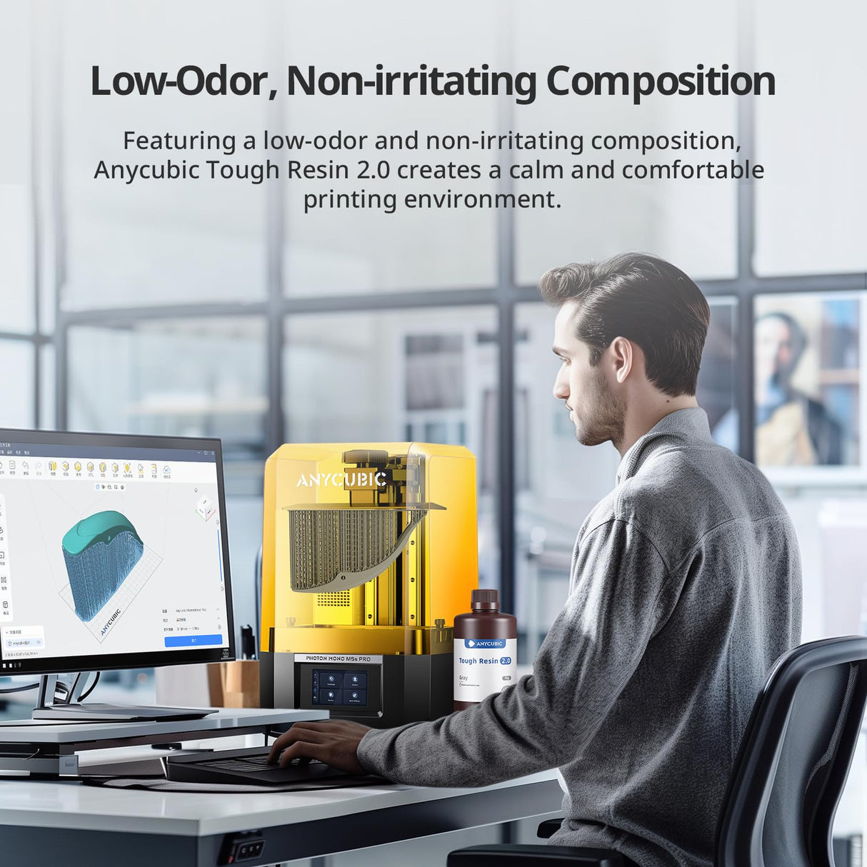 ANYCUBIC Tough Resin 2.0, 3D Printer Resin with Upgraded High Toughness and High Precision, 365-405nm Fast Curing 3D Resin for 4K 8K LCD/DLP/SLA 3D Printing (Clear, 1kg) ANYCUBIC