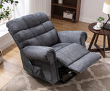 ANJ Large Power Lift Recliner Chair with Massage and Heat for Elderly Big People, Electric Wide Recliners, Heavy Duty and Safety Motion Fabric Reclining Mechanism with USB Ports, Side Pocket, Grey ANJ