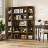 TVU 5-Tier Wood Book Shelf, 47" Wide Large Bookshelf and Bookcase, 62" Tall Bookshelf with Curved Side Shelves, Freestanding Wood Display Book Shelves for Living Room, Home Office, Walnut TVU