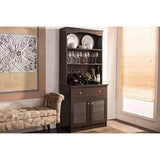 BAXTON STUDIO Wholesale Interiors Agni Buffet and Hutch Kitchen Cabinet, Dark Brown Baxton Studio