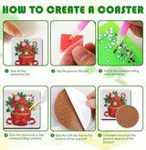 DIY Diamond Art Painting Fashion Coasters with Holder for Adults (Christmas Cupcake Coasters) YIMORE