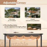 Ampela Outdoor Pergola,10' x 10' Outdoor Retractable Pergola Canopy,Upgraded Canopy with Adjustable Roof Aluminum,Outdoor Sun Shade Shelter for Backyard,Outdoor Party,Garden,Grill Gazebo,Deck,Khaki Ampela