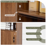 Bifins 68" Tall Bathroom Storage Cabinet,Narrow Fluted Tower Cabinet with Door and Shelves,Slim Space Saving Storage Unit for Bathroom Kitchen Living Room (Walnut, 11.8" D x 15.75" W x 68" H) Bifins