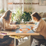 Becko US 2-in-1 Tilting & Rotating Jigsaw Puzzle Table with 4 Colored Drawers & Cover & Flip Top Design, Puzzle Board with Tilt Angle & Height Adjustments, Easy to Move, for 1500 Piece Jigsaw Puzzles Becko US