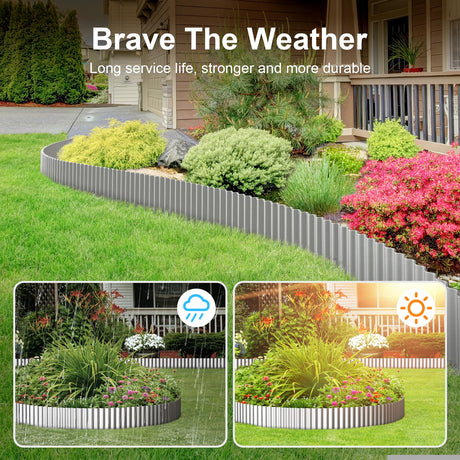 Land Guard Corrugated Garden Edging Border,6" x 50' Landscape Paver Edging, Tall Landscape Edging, Fence for Garden, Flower Bed, Lawn and Landscape Edging (Silver) Land Guard