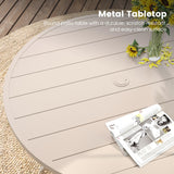 DIFY 9 Pieces Outdoor Patio Dining Set for 8, Swivel Dining Chairs with Sandshell Textilene and 60" Sandshell Round Metal Dining Table, Outdoor Table and Chairs for Lawn Garden Backyard Deck DIFY