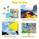 GHHKUD Jigsaw Puzzle Glue, 240ML Jigsaw Glue with Sponge Head, Non-Toxic and Quick Dry Puzzle Sealer for 4000/5000/6000 Pieces of Puzzle Jigsaw Accessories Glue Scrapper Included & Double-Sided Tape GHHKUD