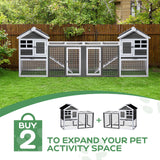 Outvita Rabbit Hutch, Small Wood Chicken Coop, 48" Guinea Pig Cage w/Pull-Out Tray, Waterproof Asphalt Roof, Chicken Run, Interactive Door for Small Animal Pen Outdoor Outvita