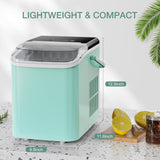 SMUG Countertop Ice Maker, 9 Cubes in 6 Mins, 26lbs in 24Hrs, 2 Sizes of Bullet Ice, Auto-Cleaning, Portable Ice Machine with Handle, Basket and Scoop for Home Kitchen, Party and Camping (Green) SMUG
