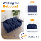MAXYOYO Bean Bag Chair for Adults, Upholstered Floor Sofa with Armrests, Loveseat Boneless Couch with Tufted Cushion & Backrest, Sofa in A Box, Large Bean Bag Couch for Bedroom Living Room, Navy MAXYOYO