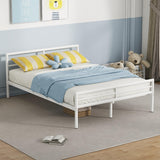 Merax Twin Over Full Metal Bunk Bed Frame, Loft Platform with Desk, Mattress Foundation with Steel Slat for Bedroom, Metallic White Merax