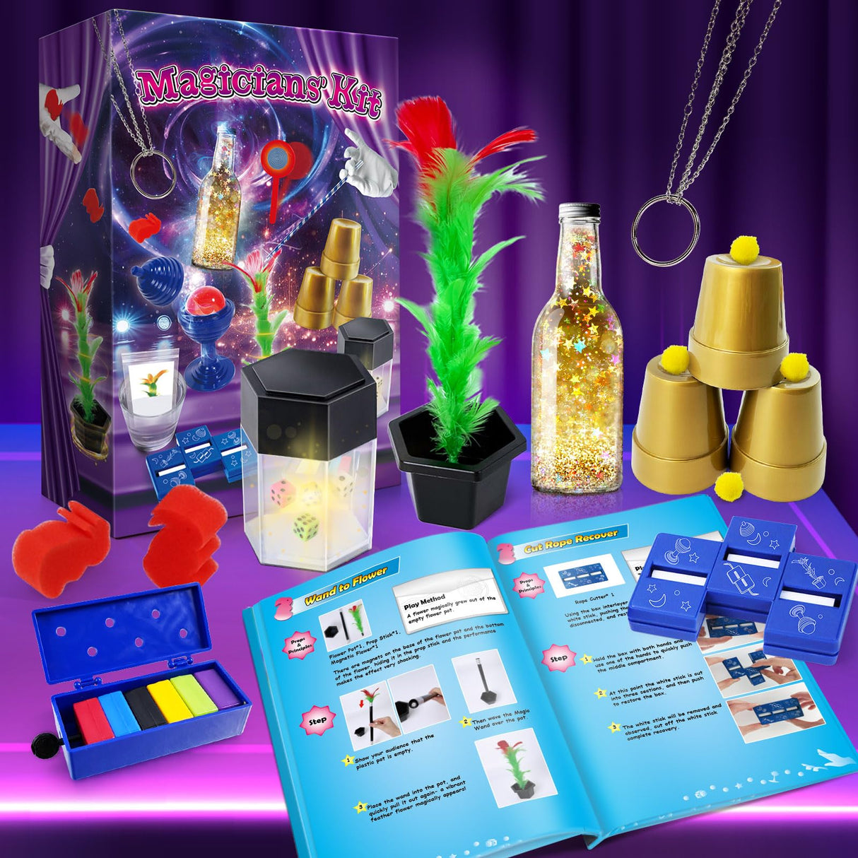 PATIFEED Kids Magic Kit, Magic Set with Instructions for Each Trick to Perform, Magic Toys for Kids Ages 6 7 8 9 10 11 12 Year Old PATIFEED