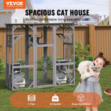 VEVOR Cat Cage Condo Catio Outdoor/Indoor Cat Enclosure, Wooden Cat House with 5 Platforms, 7-Tier Pet Playpen with 2 Resting Box, Cat Crate Cat Kennel with Waterproof Roof, 71.2"L x 34.6"W x 66.5"H VEVOR