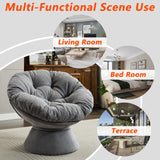 Nahenduo Modern Oversized Chenille Papasan Chair, 360° Swivel Chair with Thick Cushion, Comfortable Lounge Accent Chair for Living Room, Bedroom, Reading Nook (Dark Grey) Nahenduo