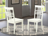 East West Furniture Logan Kitchen Dining Stylish Back Solid Wood Seat Chairs, Set of 2, Linen White East West Furniture
