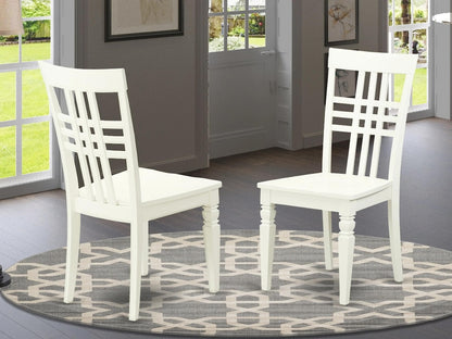 East West Furniture Logan Kitchen Dining Stylish Back Solid Wood Seat Chairs, Set of 2, Linen White - WoodArtSupply