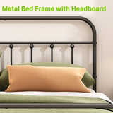 Kujielan Metal Bed Frame - Structurally Stable Heavy Duty Steel Slat Supported Full Bed Frames,No Box Spring Needed for Easy Removal and Transport. Kujielan