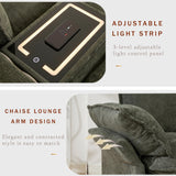 JUSTONE 124" U-Shaped Modular Sectional Sofa with Storage & Charging Station | 2 Movable Ottomans, Bluetooth Speakers, Cup Holders | Recliner Function, Convertible Design, Green Chenille Fabric JUSTONE