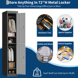 Metal Storage Cabinet with 2 Doors, 72’’ Tall Lockers for Employees Students with Shelves, Metal Storage Steel Locker for School Garage Office Gym Home Warehouse, Assembly Required, Grey+Black CABIHOME
