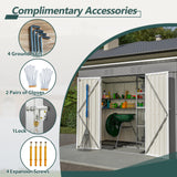 Jaxilyn 4'x8' Metal Shed Outdoor Storage Shed,Metal Steel Utility Tool Shed Storage House with Double Lockable Doors and Air Vent for Backyard Garden Patio Lawn Gray Jaxilyn