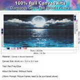 JATOK Large Diamond Painting Kits for Adults (31.5 x 15.7 inch) DIY 5D Sea Moon Full Round Drill Crystal Rhinestone Embroidery Pictures Arts Paint by Number Diamond Art Kits for Home Wall Decor JATOK