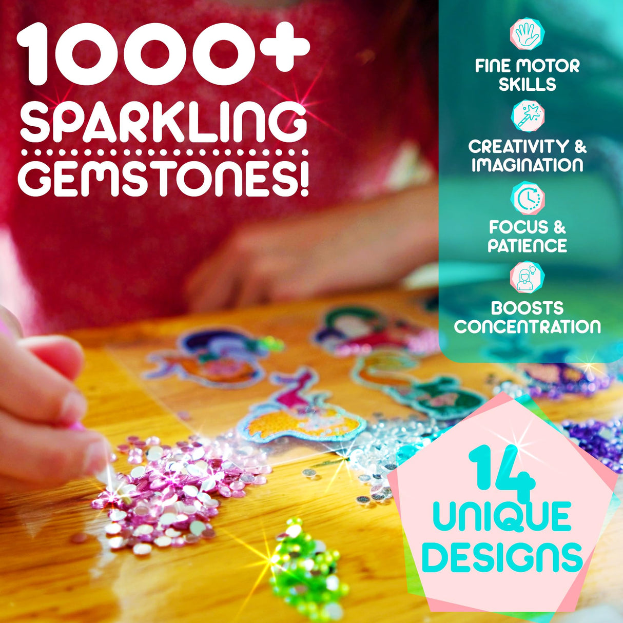 Blue Squid Diamond Art Kits for Kids – Mermaid - Fun & Easy DIY 5D Gem Art Gift Set for Keychains, Stickers, Sun Catchers - Diamond Painting Kit Arts & Crafts Kit for Kids, Girls, Boys Ages 6-12 Blue Squid