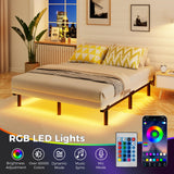 Awesofurni King Size Bed Frame with Smart LED Lights, 7 Inch Basics Metal Bed Frame, Heavy Duty 9-Leg Base for Box Spring and Mattress, Noise-Free, Easy Assembly, Black Awesofurni