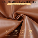 KCC Mid Century Modern Dining Chairs Set of 2, Faux Leather Rattan Dining Room Kitchen Side Chairs with Metal Legs and Upholstered Seat for Dining Room, Living Room, Bedroom,Brown KCC