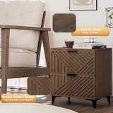 Royal Windsor Fluted Nightstand Set of 2 with 2 Drawers, Side End Table, Small Accent Storage Cabinet,Modern Night Stand Bedside Table for Bedroom, Brown Royal Windsor