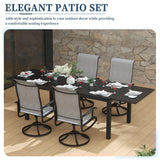 PIZZELLO Patio Swivel Chairs Set of 4 Outdoor Swivel Rocker Dining Chairs with All Weather Textilene High Back and Metal Frame, 350 LBS Capacity, Outdoor Chair Sets for Lawn Garden Backyard Deck, Gray PIZZELLO