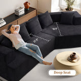 EYATZO 129.5" Modular Sectional Sofa, Modern Cloud Curved Couch with Deep Seat, Upholstered Boneless Couches for Living Room, Apartment, No Assembly Required, Chenille Fabric, Black EYATZO