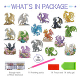 Sitsink Dragon Diamond Painting Magnets - 16 Pcs Small Diamond Art Kits for Adults Refrigerator Stickers, Fantasy Animal Dragon DIY Crafts Making Sitsink