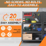 TOPASS WorkBench with Pegboard, Adjustable Heavy Duty Work Table with Wheels, Heavy Duty Workstation, Metal Tool Work Bench for Garage Warehouse Workshop, 48" H x 18" D x 34" W(with Pegboard) Topass