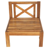 FAVSH 5-Piece Wood Sectional Sofa with 2 Corner Sofas+Armless Couch & Table+Ottoman, Outdoor Patio Seating Group Set w/Cushions,Blue FAVSH