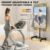 5Rcom Rolling TV Stand, Mobile TV Cart for 13-50 Inch Flat Curved TV with Tilting and Rotating, Portrait to Landscape, Height Adjustable Portable TV Stand with Wheels for Home/Office/Outdoor/Mall 5Rcom