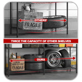 REIBII 5 Tier Wire Shelving Storage Shelves Loads 1430LBS, 58" W Metal Shelving Unit for Storage Adjustable Heavy Duty Garage Shelving Pantry Shelves Kitchen Shelving, Black, 2 Pack REIBII