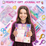 QIYVLOS 2 Pack DIY Journal Kit, Scrapbook Kit Toys for ages 8-13, Birthday Stationary Journaling Supplies Set Arts and Crafts Gifts for Teen Girls Ages 8 9 10 11 12 13 14 Year Old QIYVLOS