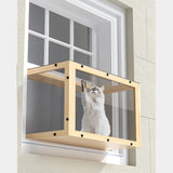 Window Cat Perch Catio, Wood Cat Window Box, Window Catio for Indoor Cats. Suitable Single Hanging Window with an Inner Diameter of The Window Frame with A Net Opening Width of 24-35 in. KGCCIZI. KGCCIZI