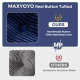 MAXYOYO Bean Bag Chair for Adults, Upholstered Floor Sofa with Armrests, Loveseat Boneless Couch with Tufted Cushion & Backrest, Sofa in A Box, Large Bean Bag Couch for Bedroom Living Room, Navy MAXYOYO