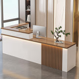 L Shaped Reception Desk,Modern Front Desk Reception Counter,Salon Reception Counter with Storage & Led Lights & Lockable Drawer,for Lobbies Office-Easy to Install Generic