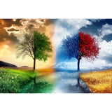 Adult Puzzle Classic Jigsaw Puzzle 1000 Pieces Wooden Puzzle DIY Seasons Landscape Tree Modern Home Decor Intellectual Game Wall Art Unique Gift 75x50cm najiaxiaowu