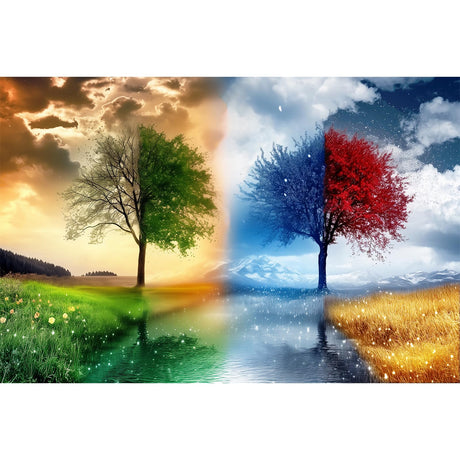 Adult Puzzle Classic Jigsaw Puzzle 1000 Pieces Wooden Puzzle DIY Seasons Landscape Tree Modern Home Decor Intellectual Game Wall Art Unique Gift 75x50cm najiaxiaowu