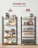 VASAGLE 5-Tier Bookshelf, Bookcase with Steel Frame, Book Shelf for Living Room, Home Office, Study, 11.8 x 31.5 x 60.2 Inches, Industrial Style, Rustic Brown and Ink Black ULLS081B01 VASAGLE