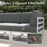 LayinSun 11 Pieces Modern Aluminum Patio Furniture Set with Coffee Table, Outdoor Modular Sectional Conversation Set L-Shaped Sofa for Backyard LayinSun